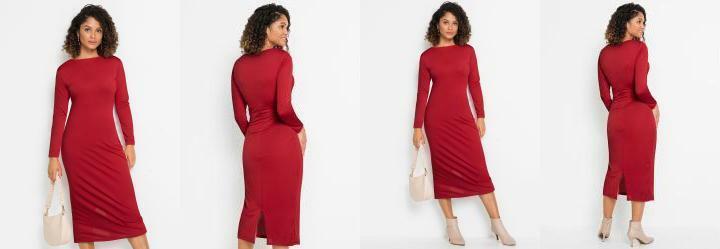 Vestido Tubinho Longuete Vermelho