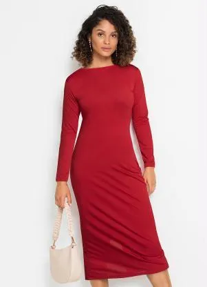 bonprix - Vestido Tubinho Longuete Vermelho - BONPRIX