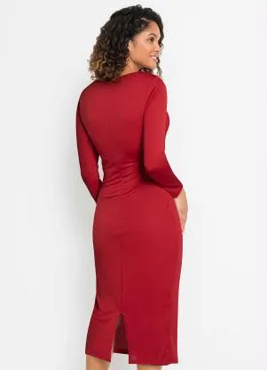 bonprix - Vestido Tubinho Longuete Vermelho - BONPRIX
