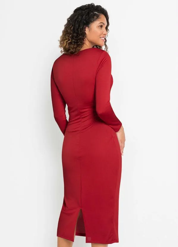 bonprix - Vestido Tubinho Longuete Vermelho 2