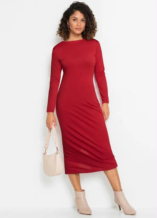 bonprix - Vestido Tubinho Longuete Vermelho 3