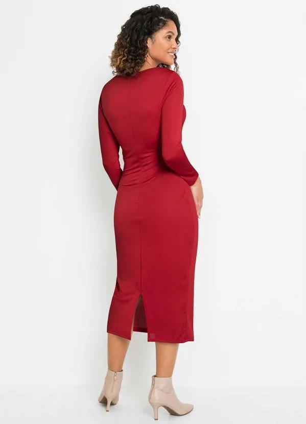bonprix - Vestido Tubinho Longuete Vermelho 4