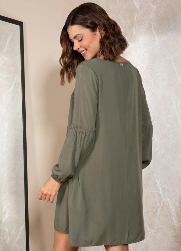 Quintess - Vestido Verde Oliva em Viscose Plana 2