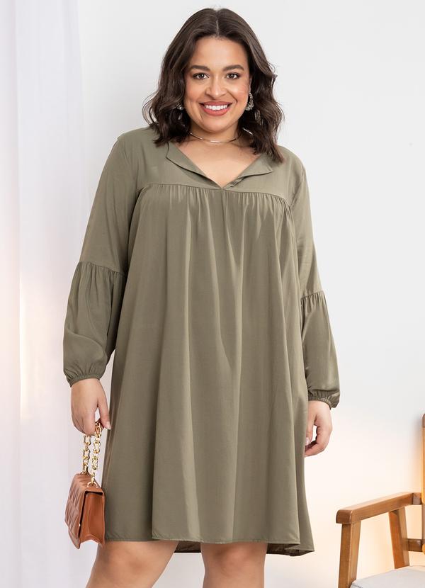 Quintess - Vestido Verde Oliva em Viscose Plana 6