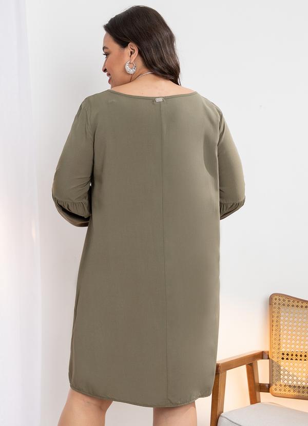 Quintess - Vestido Verde Oliva em Viscose Plana 7