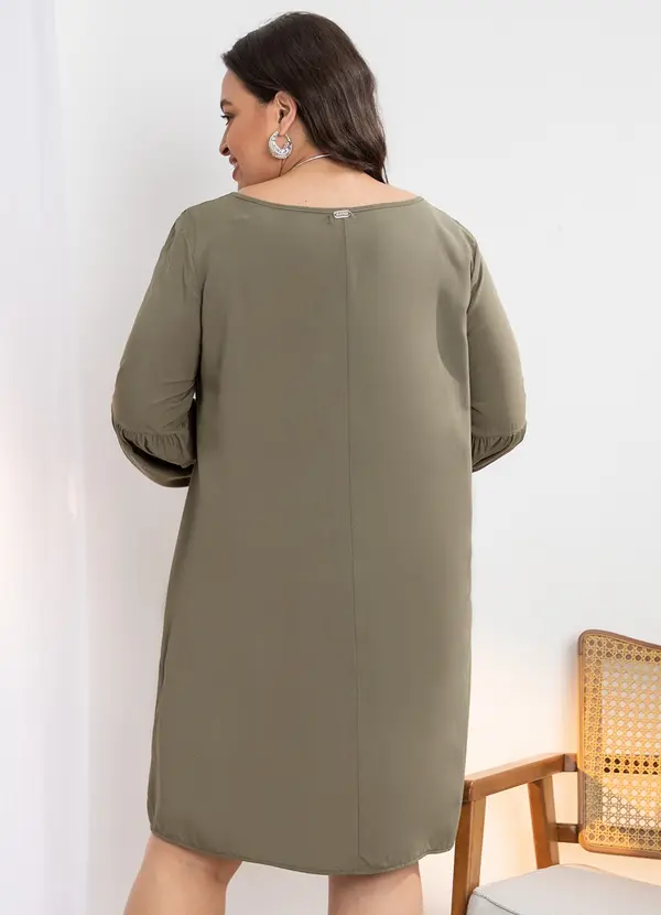 Quintess - Vestido Verde Oliva em Viscose Plana 4