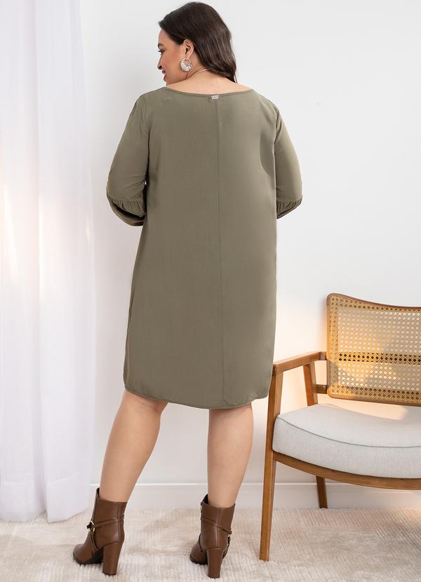 Quintess - Vestido Verde Oliva em Viscose Plana 9