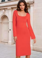 Vestido Vermelho em Malha de Viscose