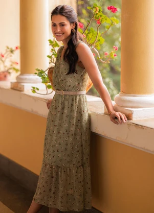 Quintess - Blusa Floral Menta em Chiffon - QUINTESS