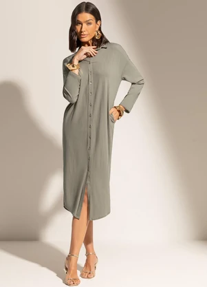 Gris - Chemise em Viscose com Elastano Cinza - GRIS