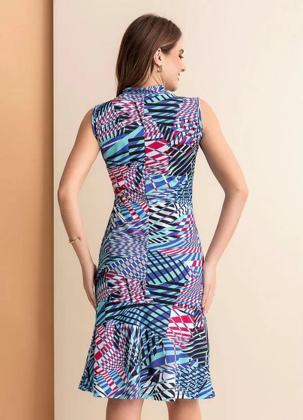 Rosalie - Vestido Abstrato Azul em Malha 2
