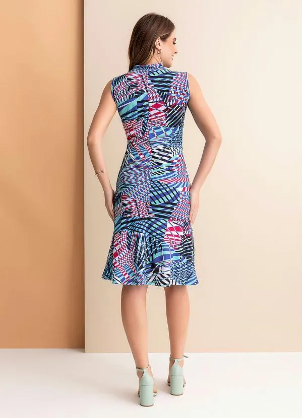 Rosalie - Vestido Abstrato Azul em Malha 4