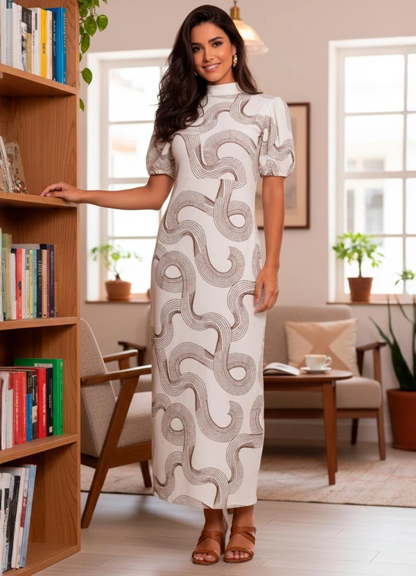 Quintess - Vestido Abstrato Bicolor em Canelado 3