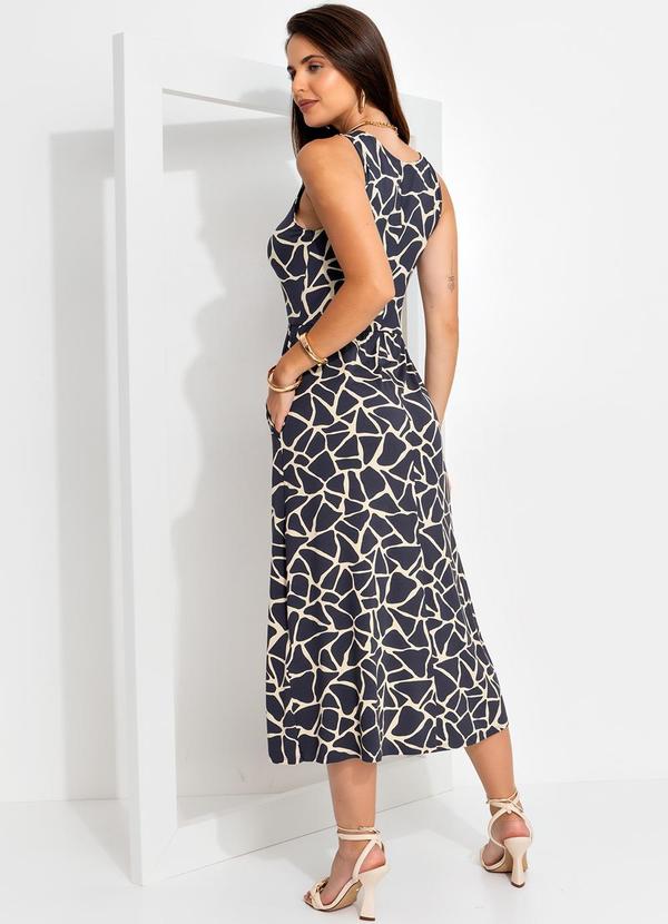 Quintess - Vestido Abstrato Bicolor em Malha de Viscose 2