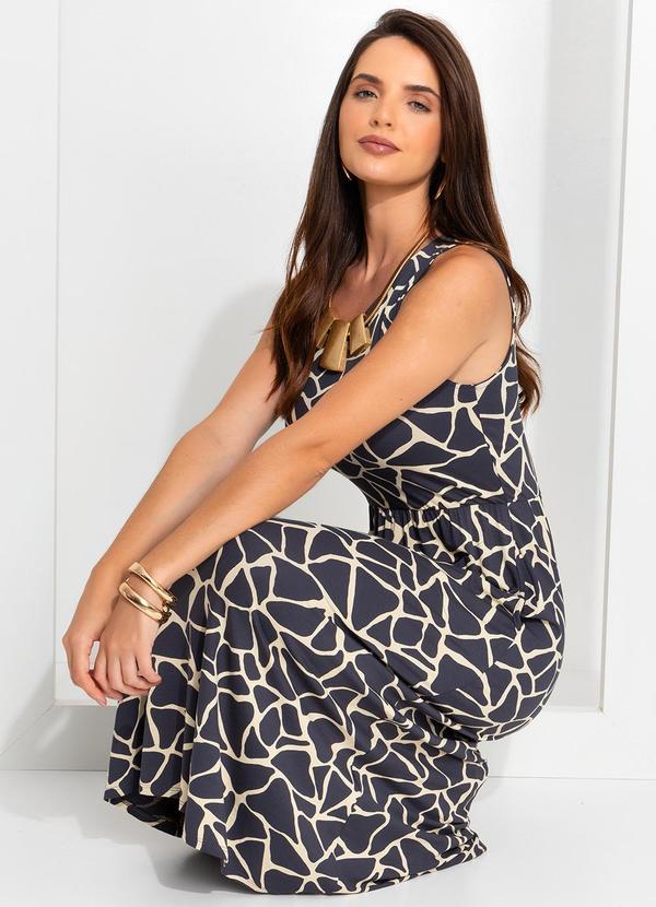 Quintess - Vestido Abstrato Bicolor em Malha de Viscose 5