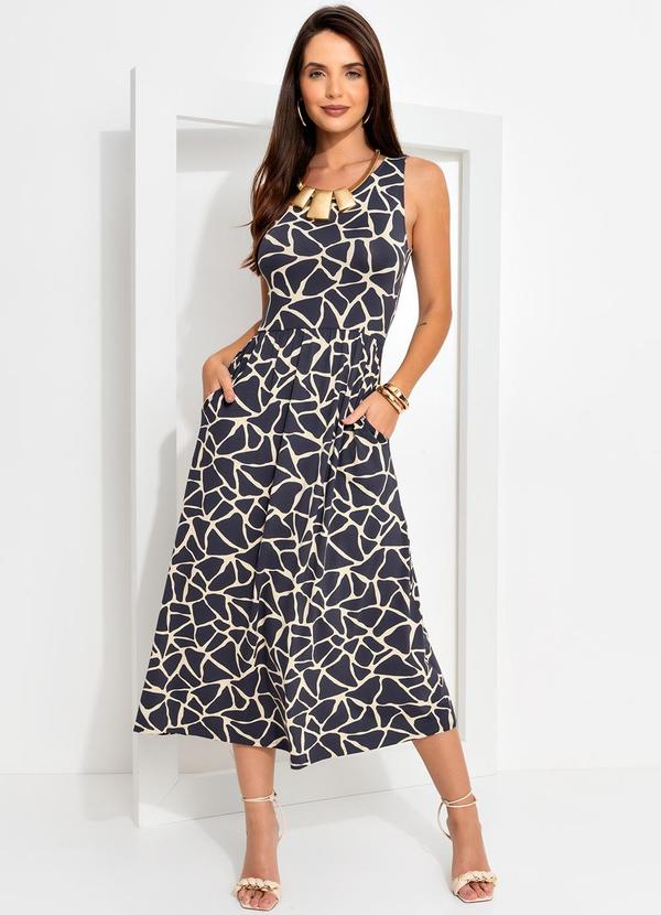 Quintess - Vestido Abstrato Bicolor em Malha de Viscose 6