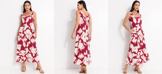 Vestido Abstrato Bicolor em Malha de Viscose