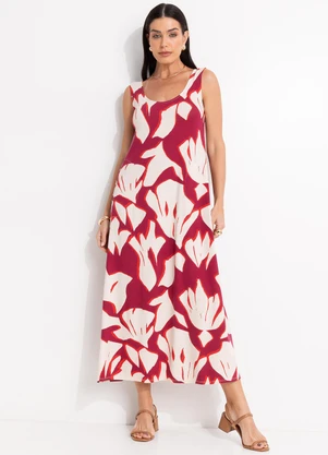 Quintess - Vestido Abstrato Bicolor em Malha de Viscose - QUINTESS