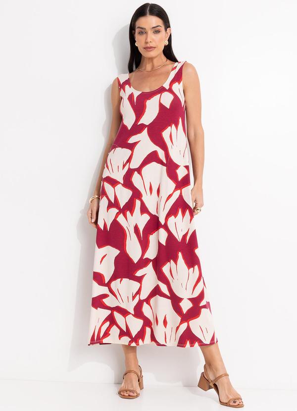 Vestido (Abstrato Bicolor) em Malha de Viscose