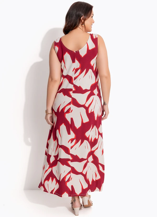 Quintess - Vestido Abstrato Bicolor em Malha de Viscose 1