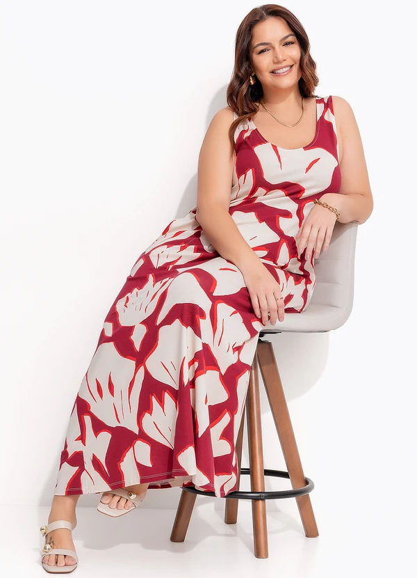 Quintess - Vestido Abstrato Bicolor em Malha de Viscose 7