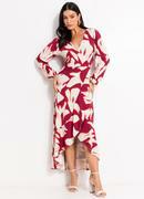 Vestido Abstrato Bicolor em Malha de Viscose