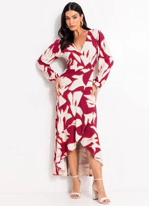 Quintess - Vestido Abstrato Bicolor em Malha de Viscose - QUINTESS