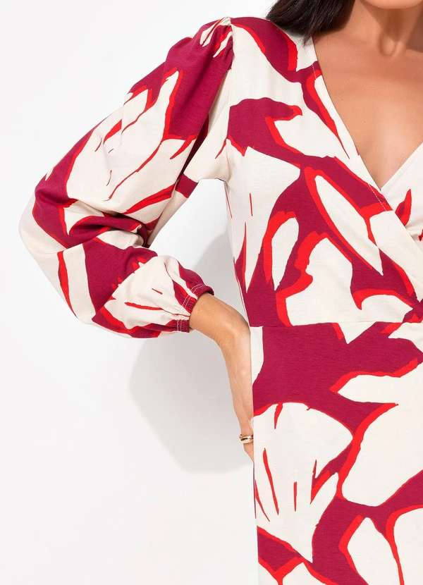 Quintess - Vestido Abstrato Bicolor em Malha de Viscose