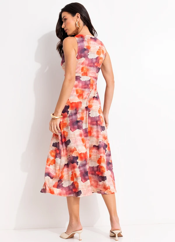 Quintess - Vestido Abstrato Colorido em Malha Fria 2