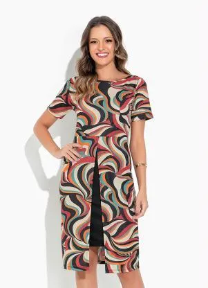 Rosalie - Vestido Abstrato com Abertura - ROSALIE