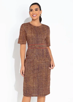 Vestido Abstrato Laranja Tubinho Rosalie