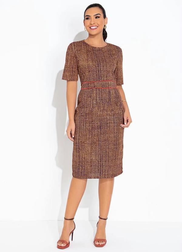 Rosalie - Vestido Abstrato Laranja Tubinho 3