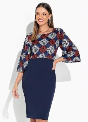 Rosalie - Vestido Abstrato Manga Ampla - ROSALIE