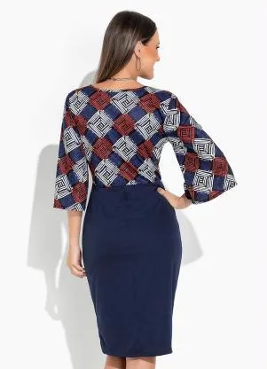 Rosalie - Vestido Abstrato Manga Ampla - ROSALIE