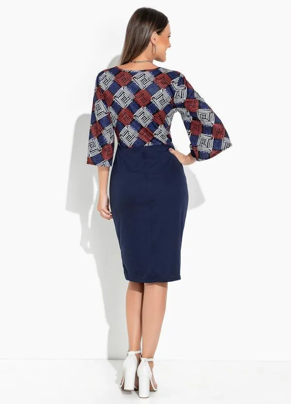 Rosalie - Vestido Abstrato Manga Ampla 4