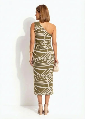 Quintess - Vestido Abstrato Verde em Malha de Viscose - QUINTESS
