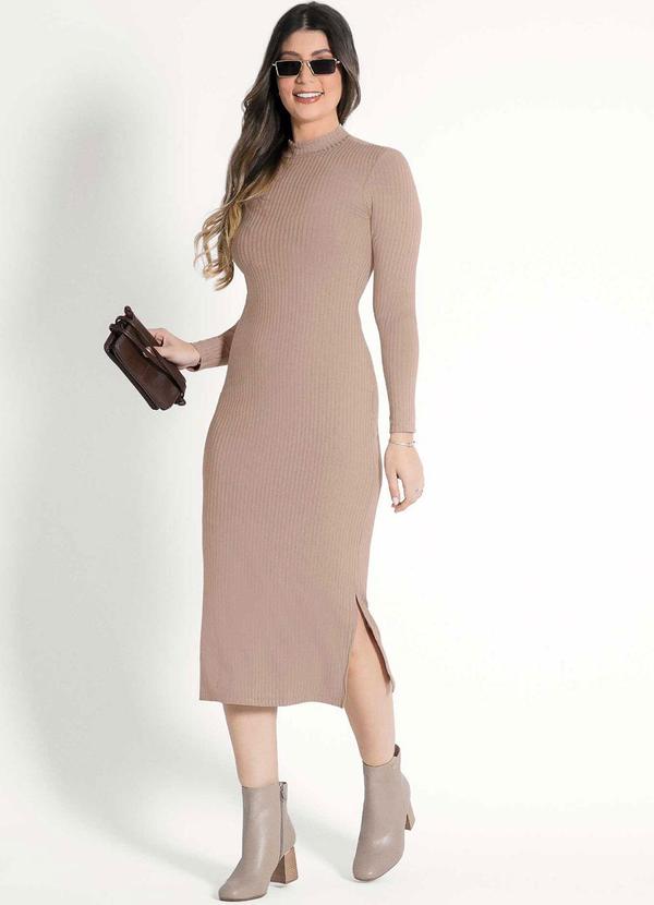 Habana - Vestido Adulto de Manga Longa Bege