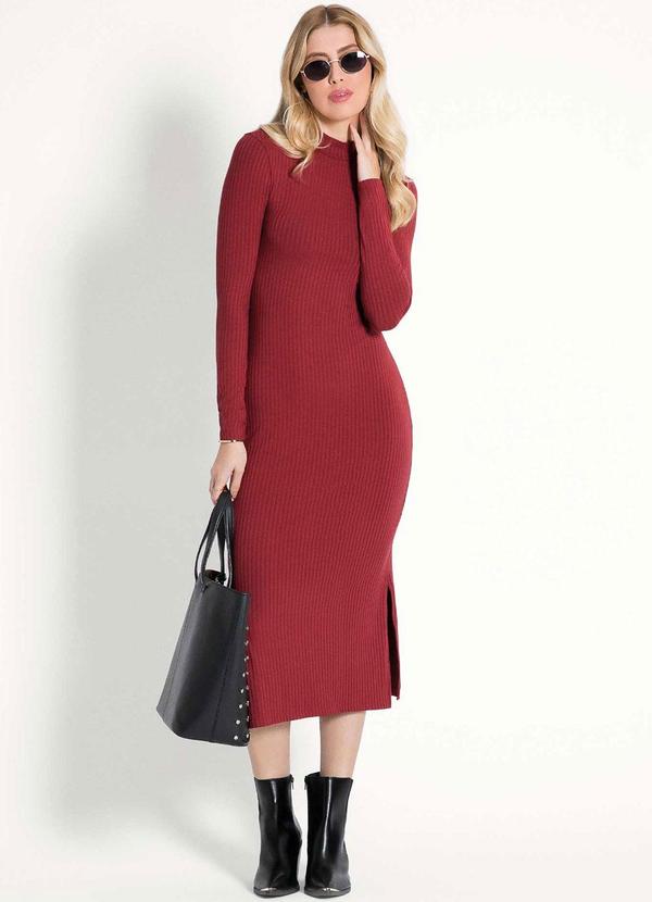 Habana - Vestido Adulto de Manga Longa Vermelho