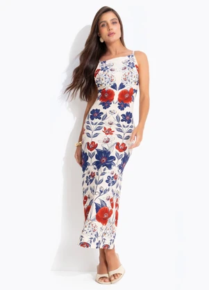 Farm - Vestido Alça Floral Lina Bege - FARM