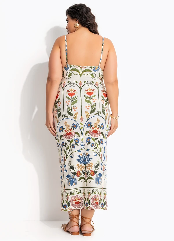 Farm - Vestido Alça Jardim Beleza Bege 8