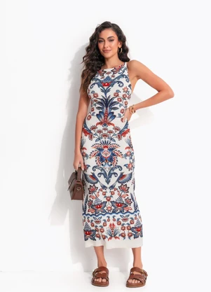 Farm - Vestido Alças Encanto Boho Bege - FARM
