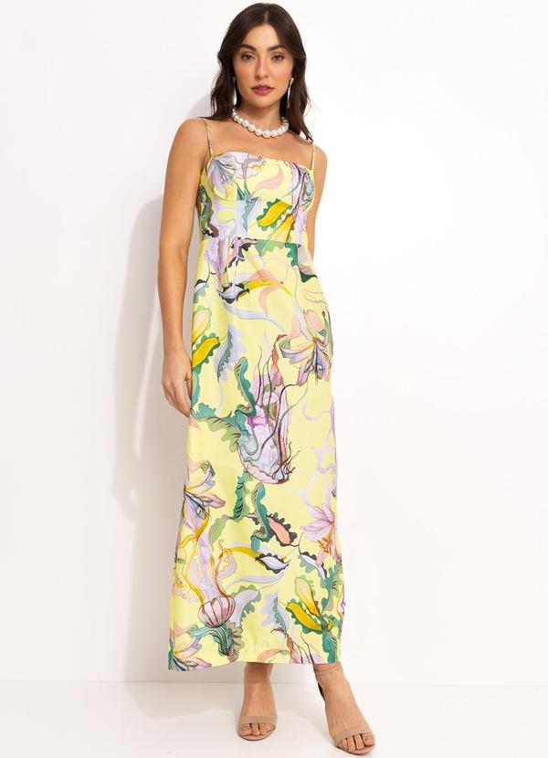 Farm - Vestido Alcinhas Amarelo)