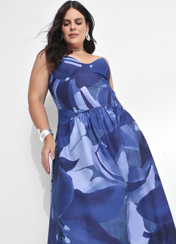 Farm - Vestido Alcinhas Aquarela Floral Azul 2