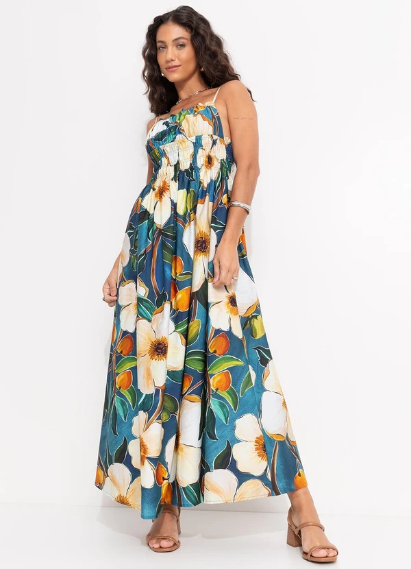 Farm - Vestido Alcinhas Jardim Litoral Azul 3