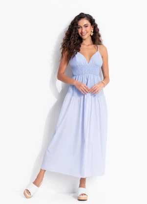 Farm - Vestido Alcinhas Listra Julia Azul - FARM