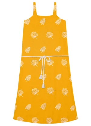 Malwee - Vestido Amarelo Amplo Bordado - MALWEE