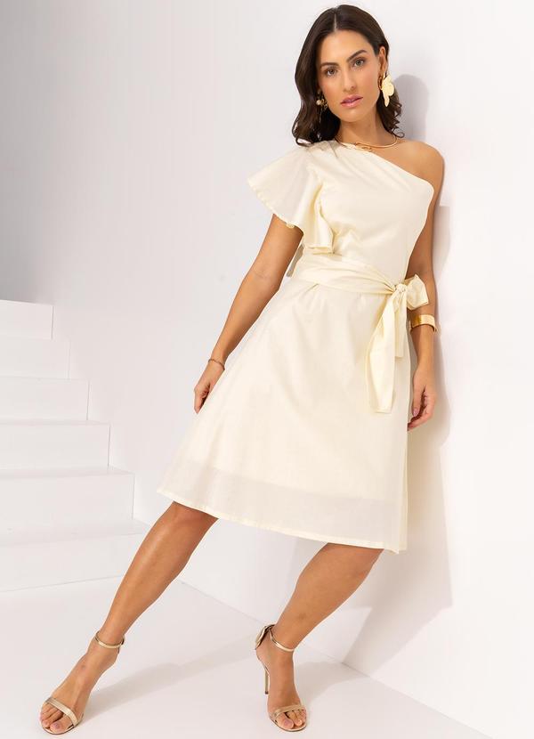 Quintess - Vestido Amarelo Pó em Tricoline 3