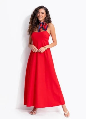 Farm - Vestido Amplo Midi Vermelho - FARM