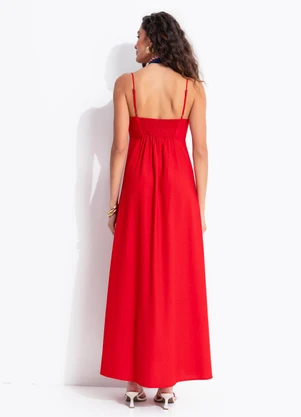 Farm - Vestido Amplo Midi Vermelho - FARM