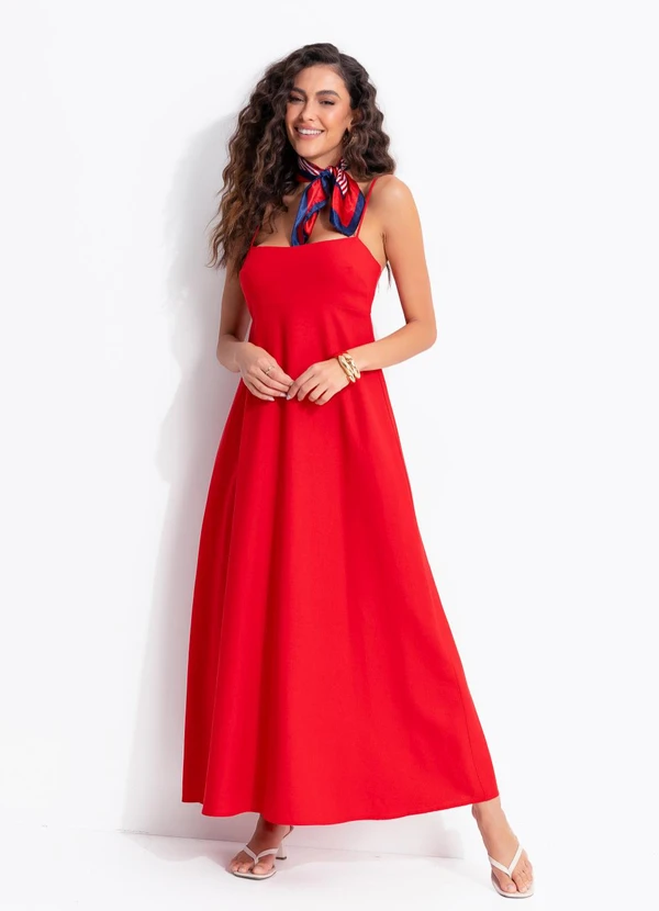 Farm - Vestido Amplo Midi Vermelho